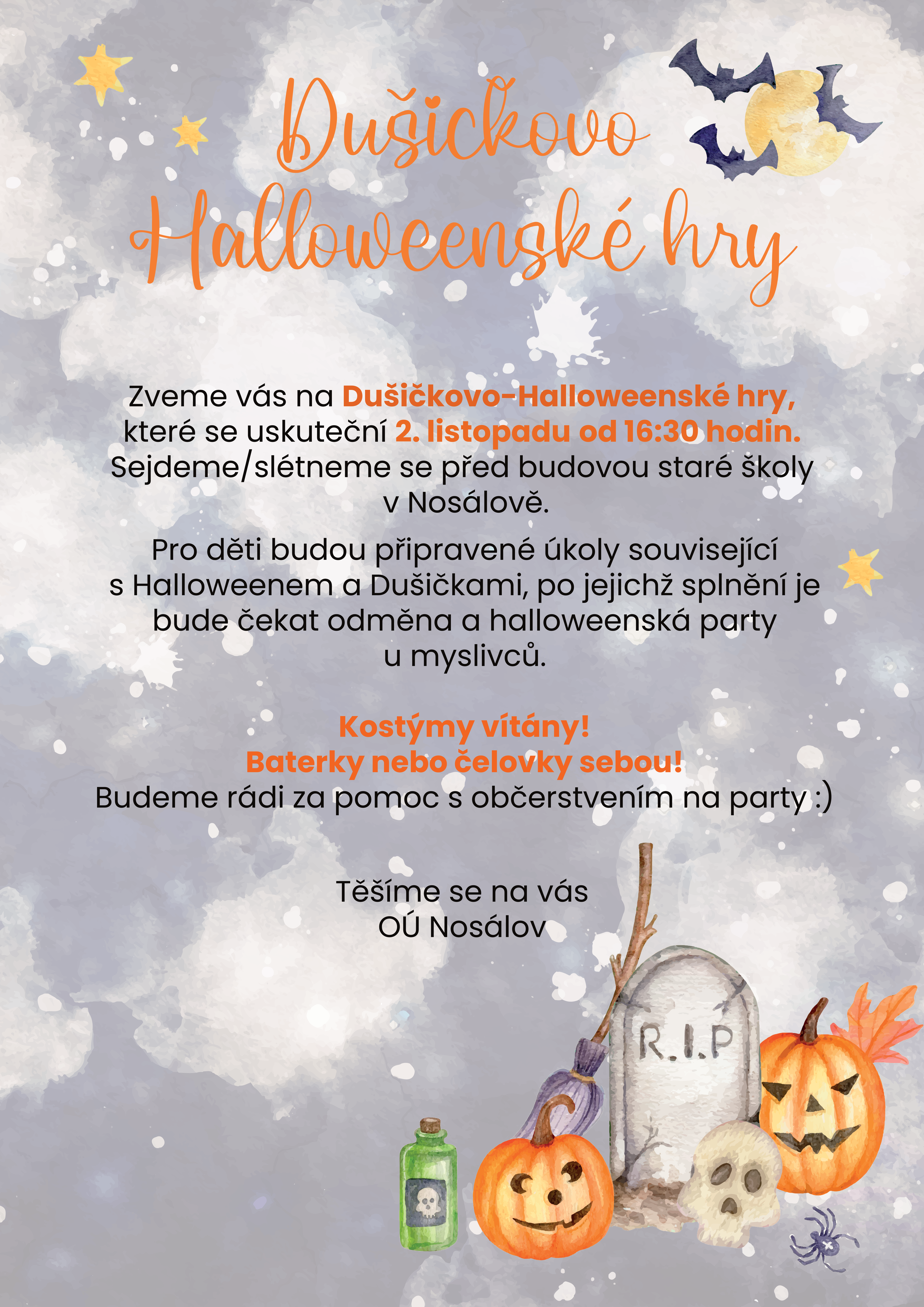 Pozvánka na Dušičkovo Halloweenské hry 